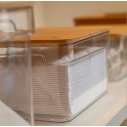 Organizador Clear 6,3l com Tampa de Bambu 30,5 X 15,5 X 15,5cm - 3