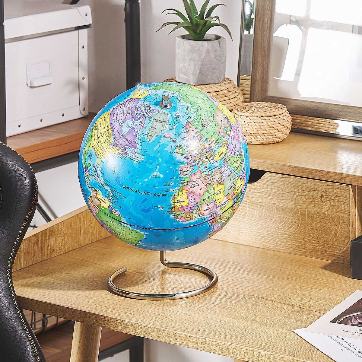 Globo Terrestre Giratorio Mapa Mundi Esfera Mundo Gira Interativo Viagem Enfeite Mesa Sala Escritori - 4