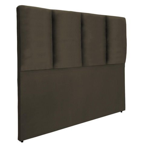 Cabeceira Modular Cama Box Estofada Luxo Suede Rbl:casal Tradicional/marrom