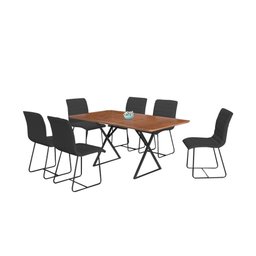 Conjunto Sala de Jantar Angra Amadeirado com Base de Metal Preto - 12