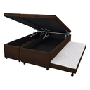 Ver imagem 1 de Cama Box Baú Casal Bipartido com Auxiliar Suede - Tabaco