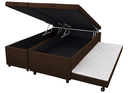 Ver imagem 1 de Cama Box Baú Casal Bipartido com Auxiliar Suede - Tabaco