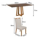 Ver imagem 4 de Mesa Julia 1,6m Freijó Pés Cerejeira 6 Cadeiras Heloísa Almofadada Restaurante - Bege Veludo