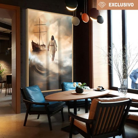 Quadro Decorativo Jesus Andando sobre As Águas Sala Quarto Casa Escritório