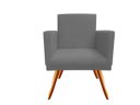 Ver imagem 2 de Poltrona Decorativa Bia Suede Cinza Pés Madeira Mz Decor