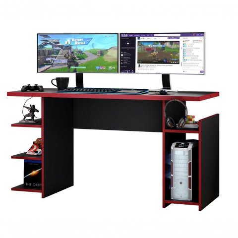 Mesa para Computador Office Nt 2065 Preto com Vermelho - Notável