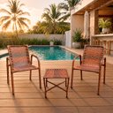 Ver imagem 1 de Cadeira Jardim Fibra Junco Reforçada com Braços Descanso (2 Cadeiras 1 Mesa)