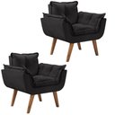 Ver imagem 1 de Kit 2 Poltronas Opalla Pés Palito 1 Lugar Preto