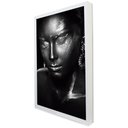 Ver imagem 1 de Quadro Decorativo Caixa a Face da Mulher em Preto e Branco Tacolado Moldura Caixa 3cm Branca sem Vid
