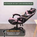Ver imagem 4 de Cadeira Escritório Gamer Nitro Rosa Ergonômica Couro Sintético Reclinável Altura Ajustável LuvinCo