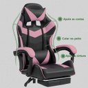 Ver imagem 2 de Cadeira Escritório Gamer Nitro Rosa Ergonômica Couro Sintético Reclinável Altura Ajustável LuvinCo