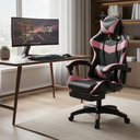 Ver imagem 1 de Cadeira Escritório Gamer Nitro Rosa Ergonômica Couro Sintético Reclinável Altura Ajustável LuvinCo