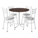 Ver imagem 1 de Mesa de Jantar Redonda 80cm Imbuia com 4 Cadeiras Estofada Branca