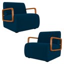 Ver imagem 1 de Poltrona Decorativa Orgânica para Sala Kit 2 Belarus K04 Veludo Azul - Mpozenato