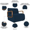 Ver mais imagens de Poltrona Decorativa Orgânica para Sala Kit 2 Belarus K04 Veludo Azul - Mpozenato