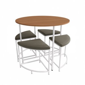 Mesa Redonda com 4 Banquetas Kappesberg Li038 Canela/branco