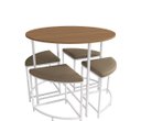 Ver imagem 1 de Mesa Redonda com 4 Banquetas Kappesberg LI038 Canela/Branco