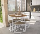 Ver imagem 3 de Mesa Redonda com 4 Banquetas Kappesberg LI038 Canela/Branco