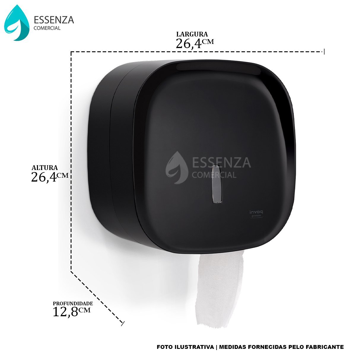 Kit 02 Porta Papel Higiênico Rolão Invoq Dispenser Papeleira Preto - 6