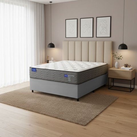 Colchão Casal Probel Molas Ensacadas 138x188x30 Day Springs a Vácuo Branco/cinza