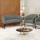 Ver imagem 2 de Sofá Namoradeira e Poltrona Base Industrial Preto Stella Suede Grafite D03 - D'Rossi