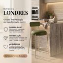 Ver imagem 2 de Banqueta Cozinha Média com Encosto Industrial Champanhe Kit 3 Londres PU Verde D03 - D'Rossi
