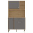 Ver imagem 4 de Armário de Cozinha Compacto Zen 3 Portas 1 Gaveta com Nicho Decorativo 0,90m - Freijó/gris