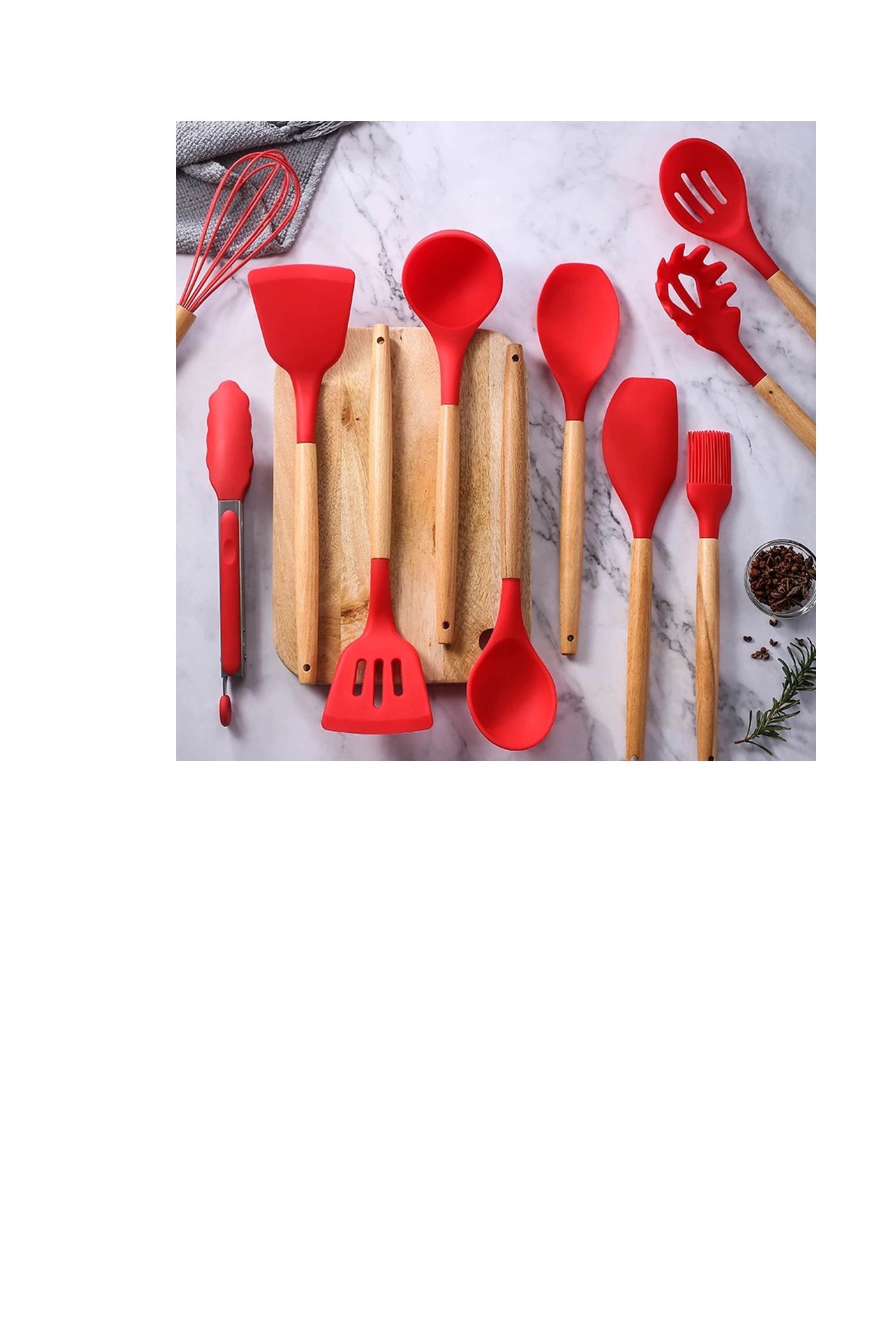 Kit Gourmet - Suporte Preto + Jogo De Cozinha Talheres Silicone 11 Peças