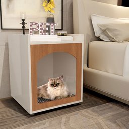 Mesa Cabeceira Casinha de Cachorro/gato Pet Off White/freijo - 2