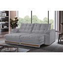 Ver imagem 1 de Sofá com Chaise Barcelona 4 Lugares Retrátil e Reclinável 250cm Prata Txr