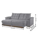 Ver imagem 3 de Sofá com Chaise Barcelona 4 Lugares Retrátil e Reclinável 250cm Prata Txr