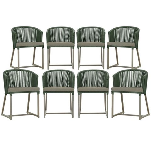 8 Cadeiras de Jantar Área Noronha Fendi E8 Trama Original Verde
