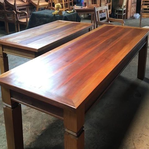 Mesa de Madeira Maciça de Demolição Pés Diamante:Comprimento 160cm X Altura 80cm X Largura 90cm