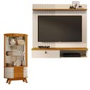 Ver imagem 1 de Estante Home Theater Suspenso Íris com Cristaleira Moss Cinamomo Off White – Madetec