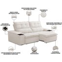 Ver imagem 4 de Sofá Retrátil Reclinável para Sala de Estar Living 210cm Ártico F04 Bouclê Cru - Lyam Decor