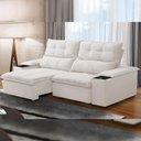 Ver imagem 6 de Sofá Retrátil Reclinável para Sala de Estar Living 210cm Ártico F04 Bouclê Cru - Lyam Decor