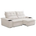 Ver imagem 1 de Sofá Retrátil Reclinável para Sala de Estar Living 210cm Ártico F04 Bouclê Cru - Lyam Decor
