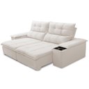 Ver imagem 2 de Sofá Retrátil Reclinável para Sala de Estar Living 210cm Ártico F04 Bouclê Cru - Lyam Decor