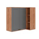 Ver imagem 1 de Armário Aéreo P/ Cozinha Bella 2604 Canto Reto C/ 2 Portas 94cm Nogal/cinza - Carraro