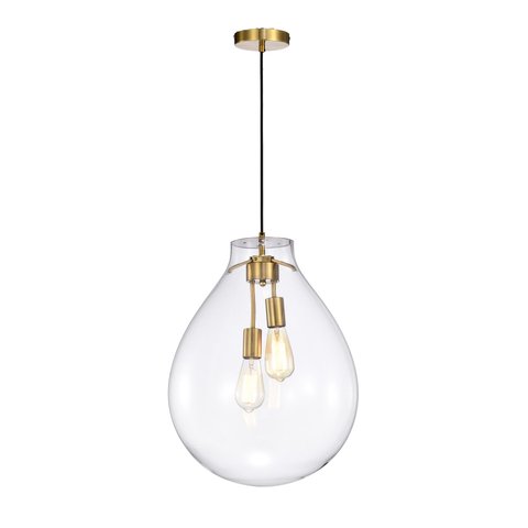 Pendente Dourado com Vidro Transparente 52cm 2e27 14615-pl