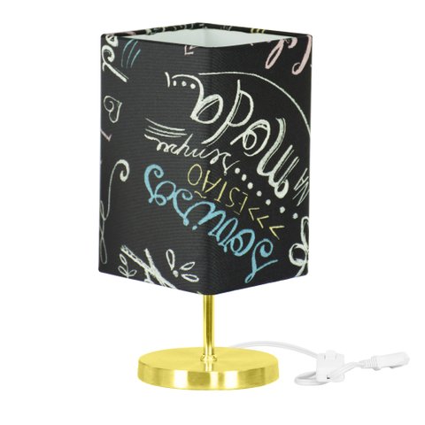 Abajur Eros Quad Giz com Base Redonda Dourado
