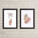 Ver imagem 1 de Kit 2 Quadros Decorativos Mulheres One line 33x24cm - com Vidro:madeira Branca