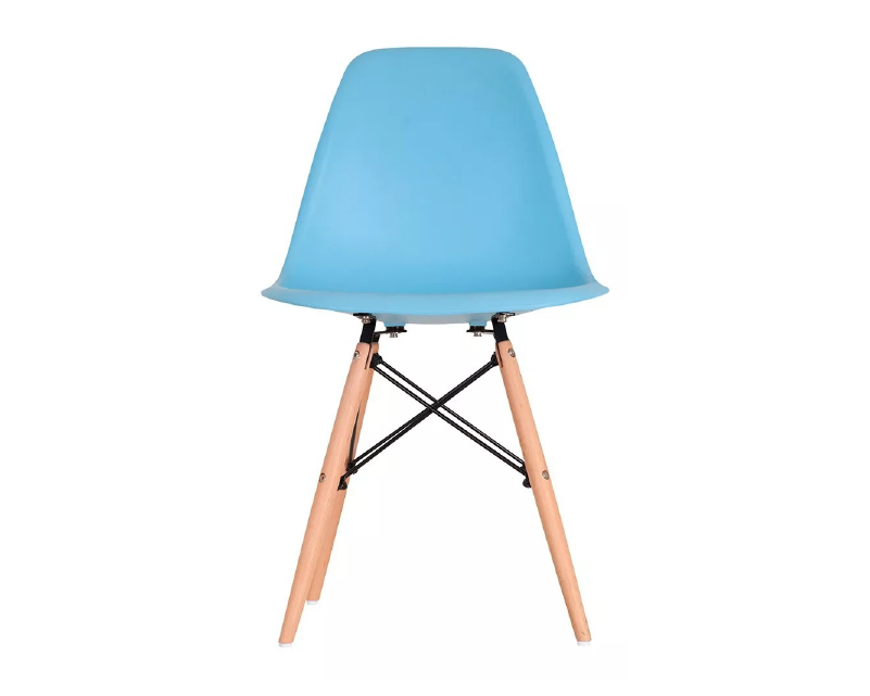 Cadeira Charles Eames Eiffel Cor Azul Claro Base Madeira Sala Cozinha Jantar - 3