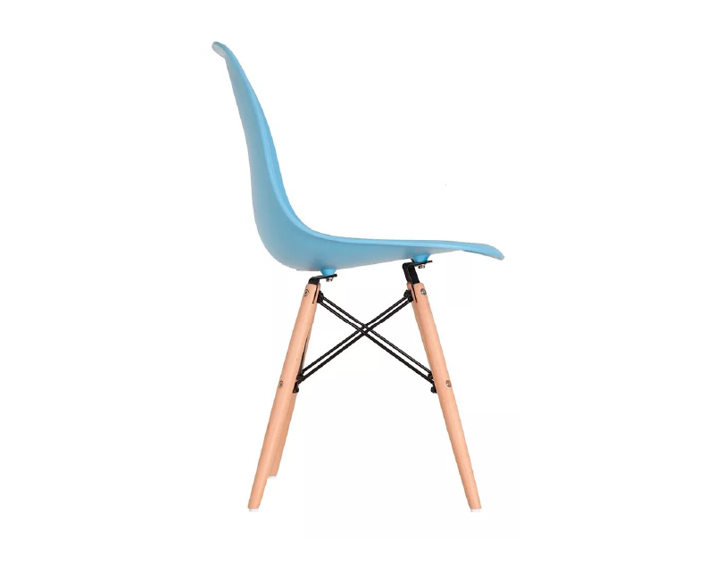 Cadeira Charles Eames Eiffel Cor Azul Claro Base Madeira Sala Cozinha Jantar - 2