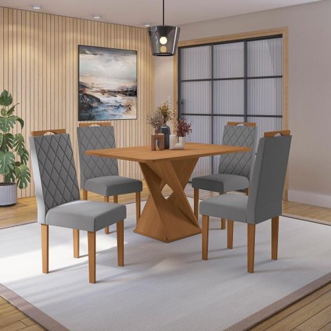 Conjunto Sala de Jantar Luna Kappesberg 4 Cadeiras Veludo Titanio
