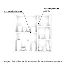 Espelheira para Banheiro Treviso com 1 Porta e 3 Nichos - Br - 4