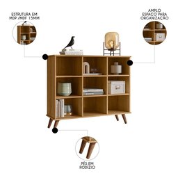 Nicho Organizador com Rodízios Retrô Freijó - Qmovi - 5