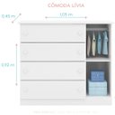 Ver imagem 7 de Jogo de Quarto Infantil Roupeiro e Cômoda 100% MDF + Berço Mini Cama Doce Sonho Branco c/ Colchão