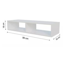 Nicho Rack Suspenso Divisão Duplo Prateleira Sala Decoração - Branco Tx - 4