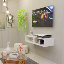 Nicho Rack Suspenso Divisão Duplo Prateleira Sala Decoração - Branco Tx - 3